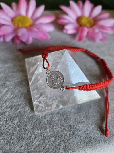 Pulsera San judas en rojo de plata de ley