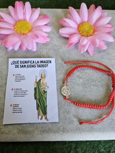 Pulsera San judas en rojo de plata de ley